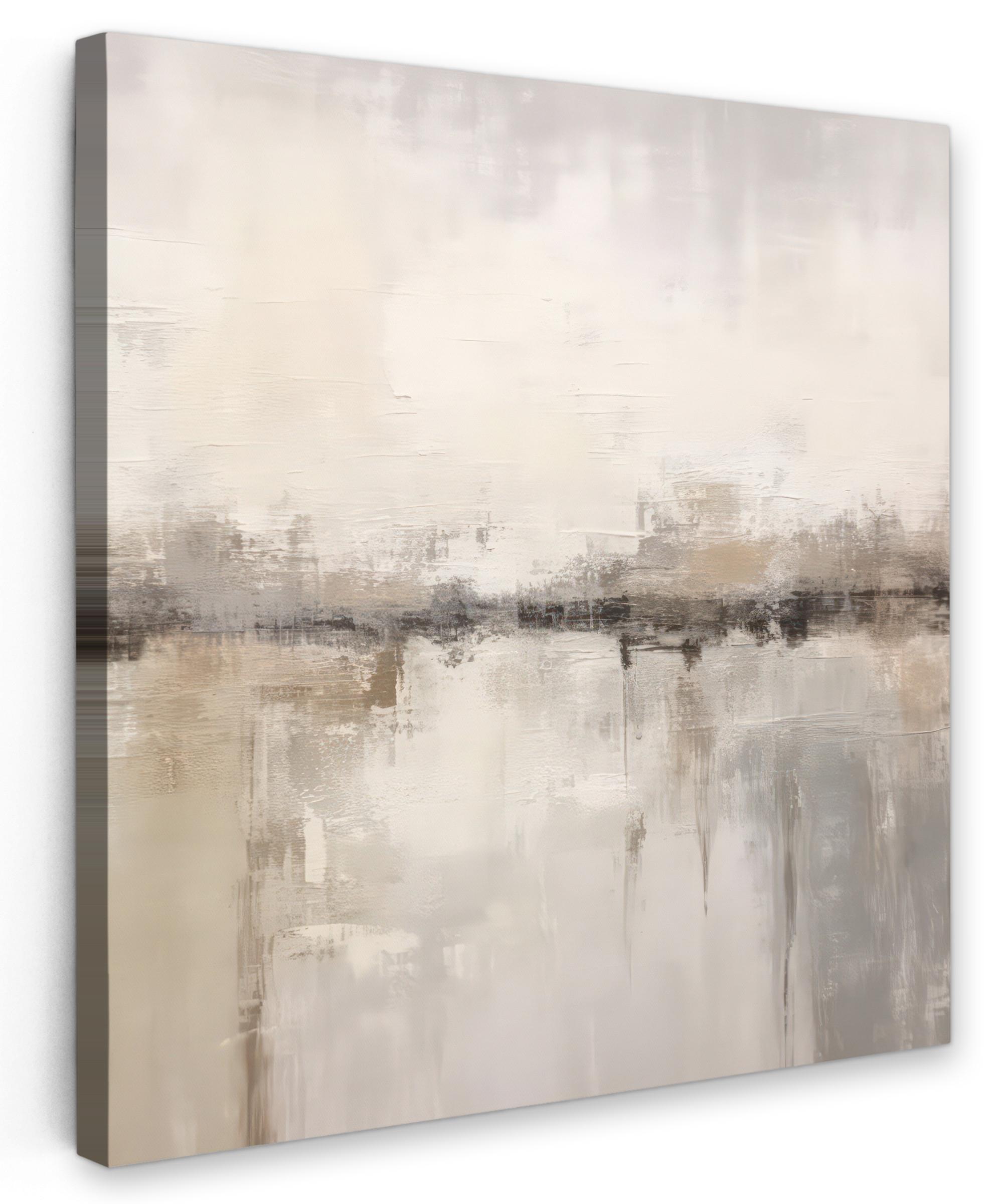 LEINWANDBILD Moderne Kunst - Abstrakt - Beige Wandbild Wohnzimmer 50x50 cm - Beige, Textil (50/50cm) - MuchoWow