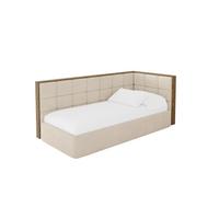 EINZELLBETT Jugendbett mit Bettkasten und Matratze H3/H4, Links - SOVY 90x200 Beige - Creme, Holzwerkstoff/Textil (90/200cm) - ALTDECOR