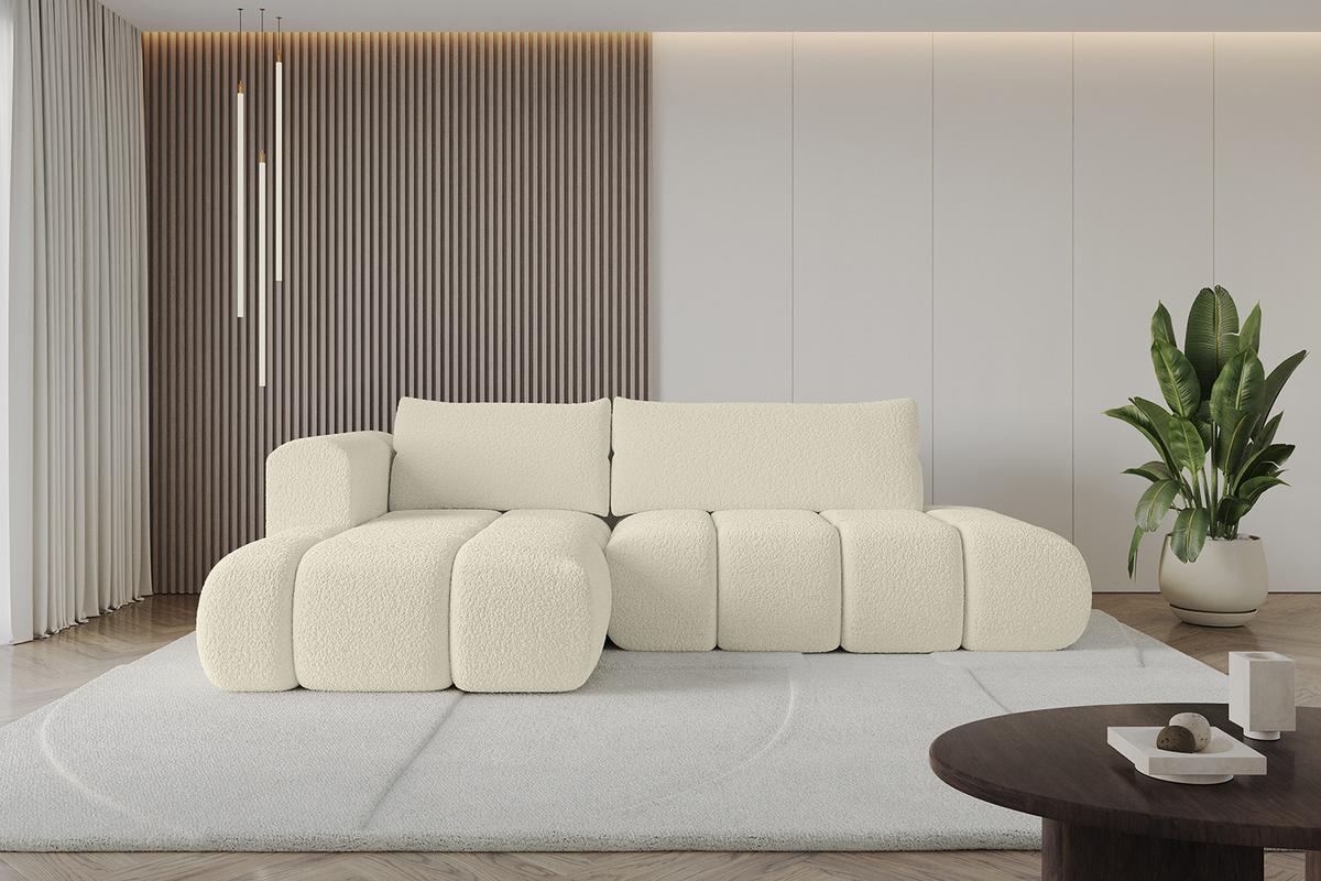 ECKSOFA Ottomane Links CLOUD-L 280x185x90 Beige Bouclé - Beige, Holzwerkstoff/Kunststoff (280/185cm) - ALTDECOR