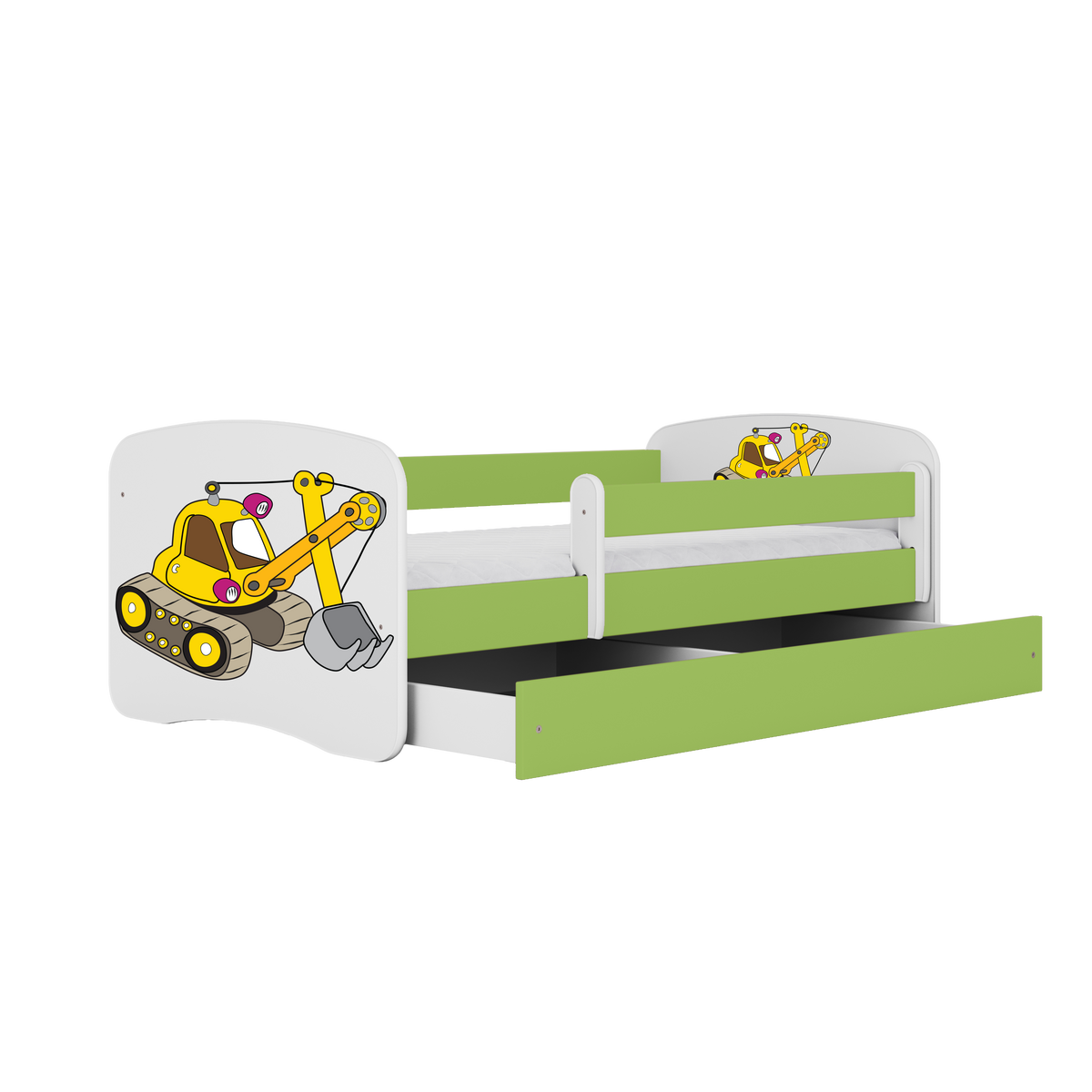 KINDERBETT Bagger mit Schublade 180/80 90/61/184 - Grün, Holzwerkstoff (80/180cm) - RAUMHIRSCH FURNITURE