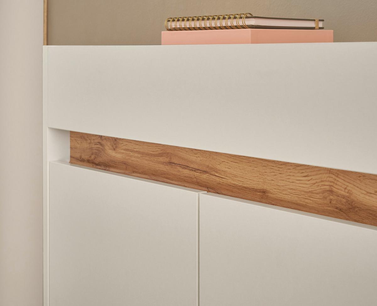 SCHUHSCHRANK weiß, Eiche Wotan 80 x 70 cm, Flurkommode mit Schubladen - Eiche Wotan/Silberfarben, Holzwerkstoff/Kunststoff (80/70/40cm) - Furn.Design