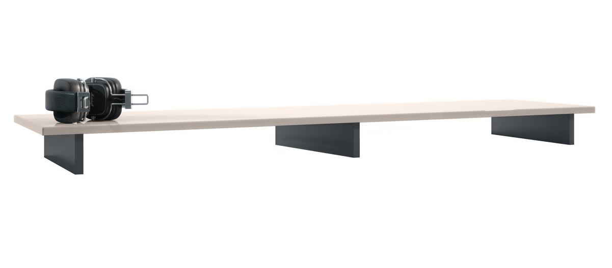 TVAUFSATZ Game Schwarz matt / Sandgrau Hochglanz - Sandfarben/Schwarz, Holzwerkstoff (138.5/9.5/34.5cm) - Vladon