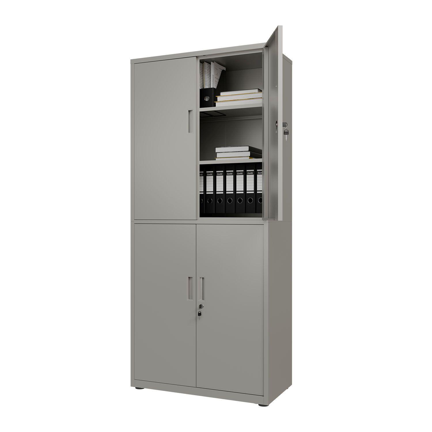 METALLSCHRANK 180/80/40 cm hellgrau abschließbar - Hellgrau, Metall (80/180/40cm) - Juskys