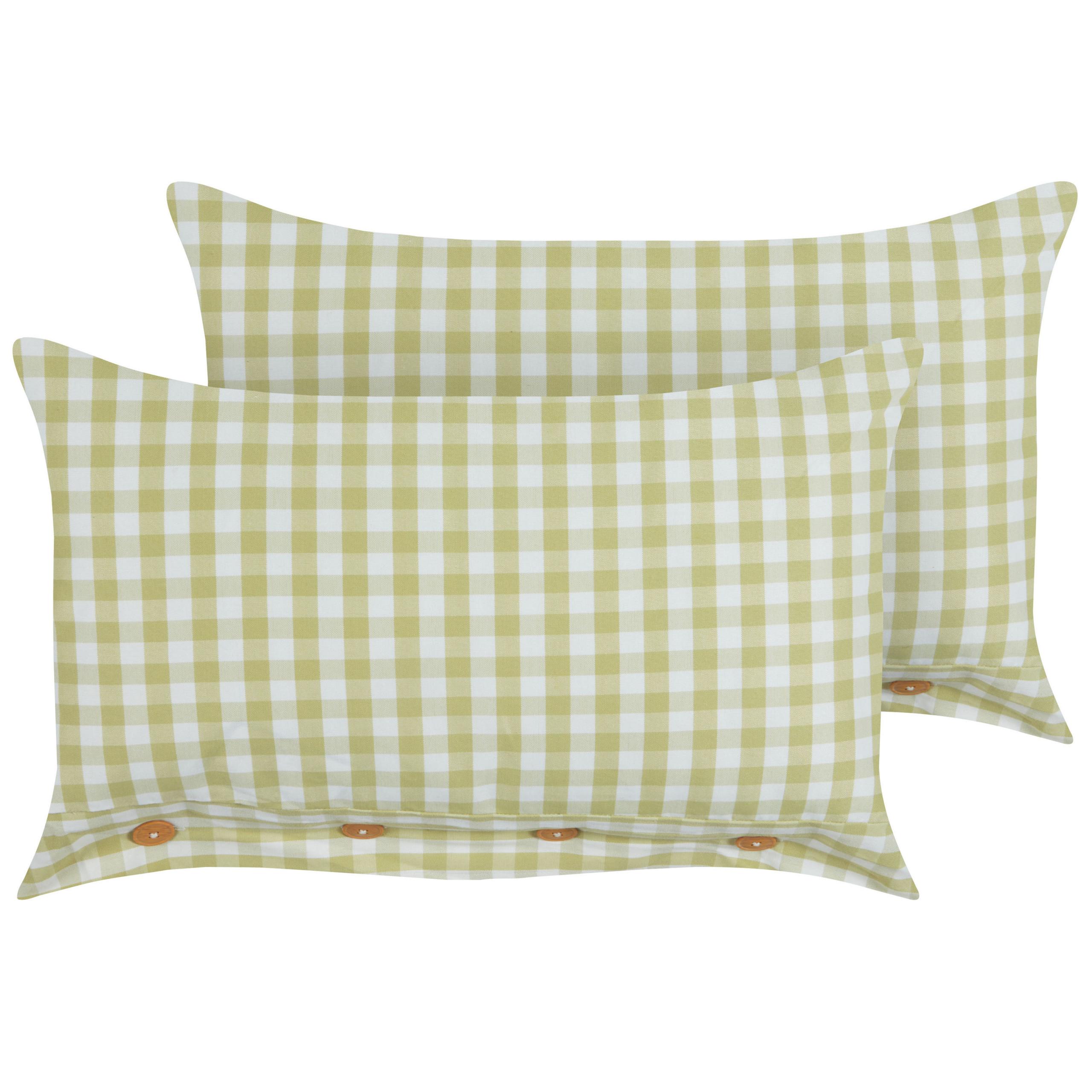 DEKOKISSEN 2er-Set Olivgrün 40/60 cm Talya - Weiß/Braun, Textil (60/40cm) - Beliani