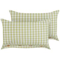DEKOKISSEN 2er-Set Olivgrün 40/60 cm Talya - Weiß/Braun, Textil (60/40cm) - Beliani