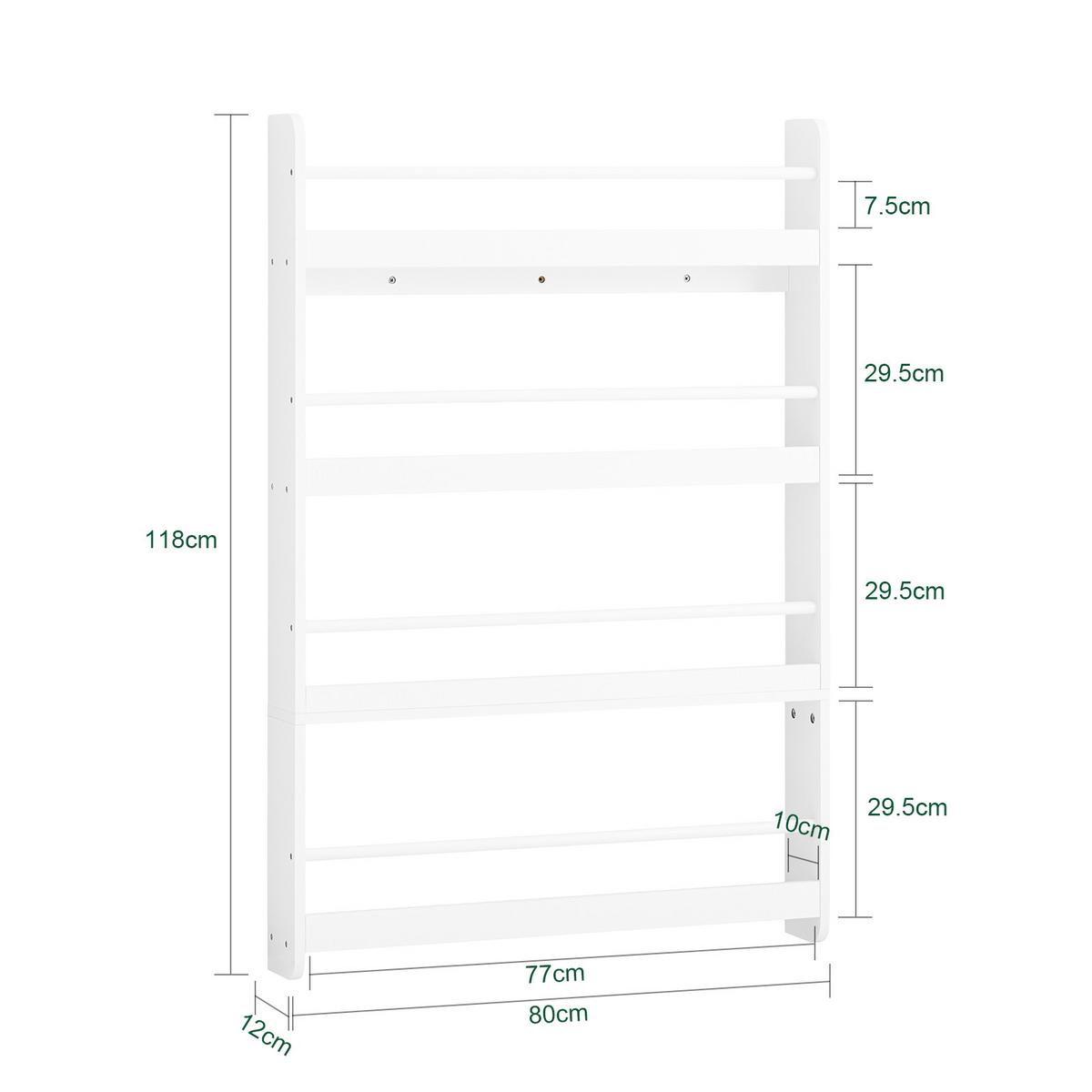 KINDERREGAL mit 4 Fächern Bücherregal Weiß 80x12x118cm - Weiß, Holzwerkstoff (12/118/80cm) - SoBuy