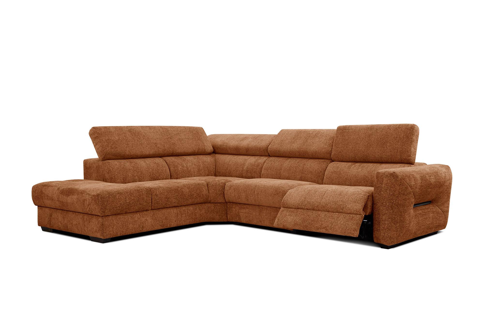 ECKSOFA CALVERA 5-Sitzer mit 1 Relaxfunktion, dunkelorange - Dunkelorange, Holzwerkstoff/Textil (239/298cm) - Wozimo