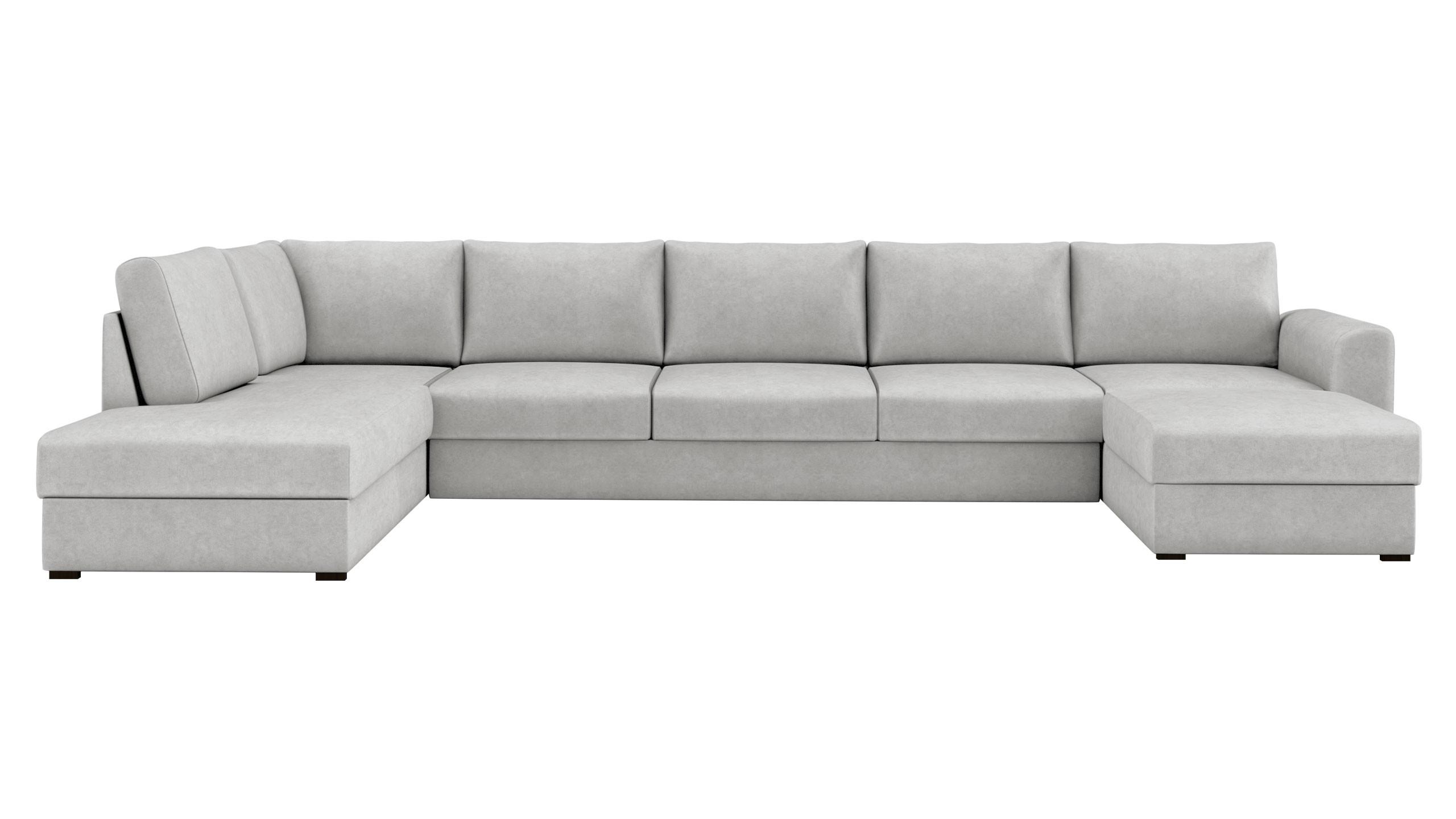 WOHNLANDSCHAFT Wilma Large Premium, Seite: Links - Hellgrau/Schwarz, Holz/Textil (370/85/186cm) - MIRJAN24