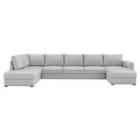 WOHNLANDSCHAFT Wilma Large Premium, Seite: Links - Hellgrau/Schwarz, Holz/Textil (370/85/186cm) - MIRJAN24