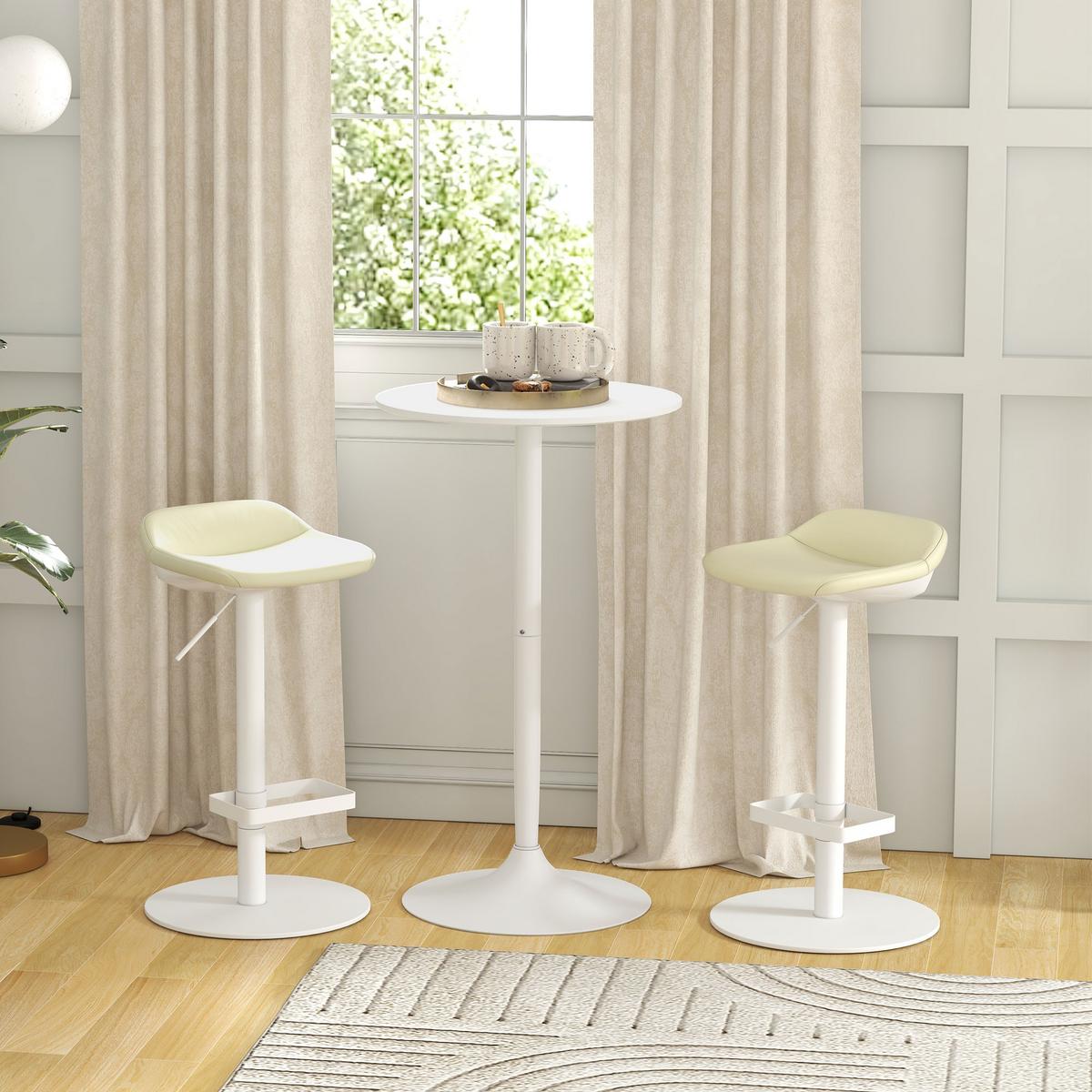 BARTISCH, MDF, Stahl, Weiß - Weiß, Kunststoff (60/60/102cm) - HOMCOM