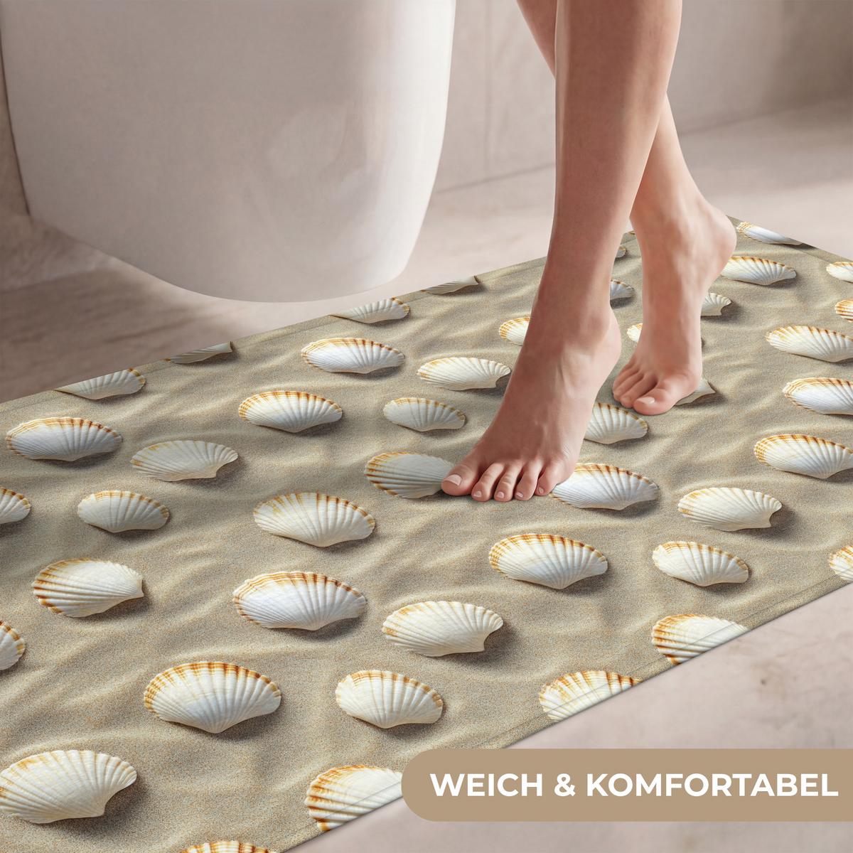 WC-VORLEGER Muscheln - Sand - Maritim WC Teppich 120x60 cm - Sandfarben, Textil (120/1cm) - OnlyWow