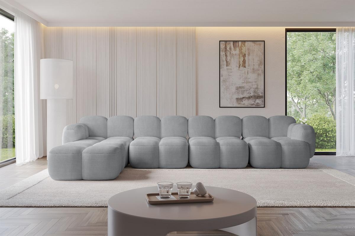 ECKSOFA modulares Sofa Links Miko-L3 390x205x75 Grau Cord - Anthrazit/Schwarz, Holzwerkstoff/Kunststoff (390/205cm) - ALTDECOR