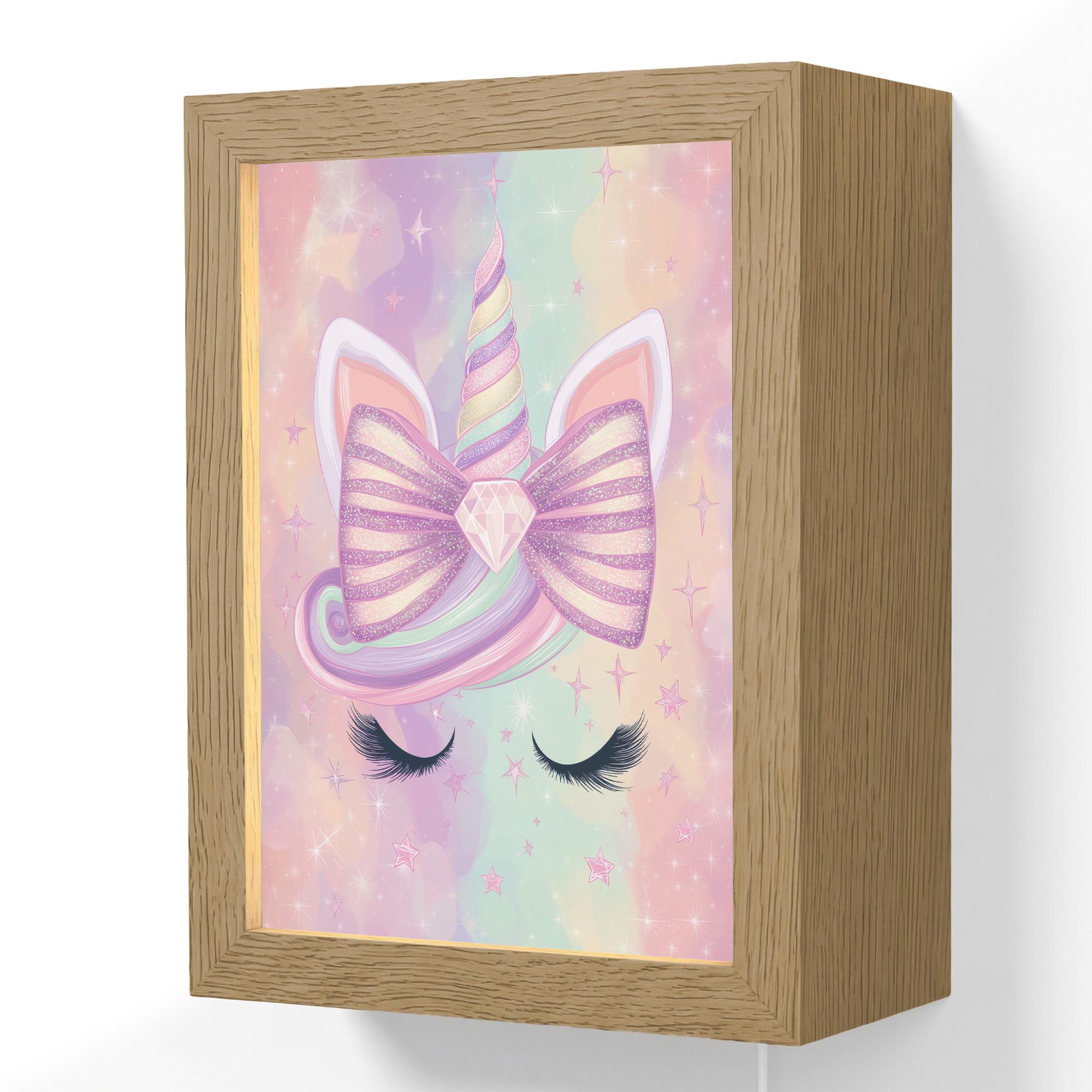 WANDLEUCHTE Einhorn - Glitzer - Regenbogen - Pastell 15x20 cm - Hellrosa, Holzwerkstoff (15/20/8cm) - OnlyWow
