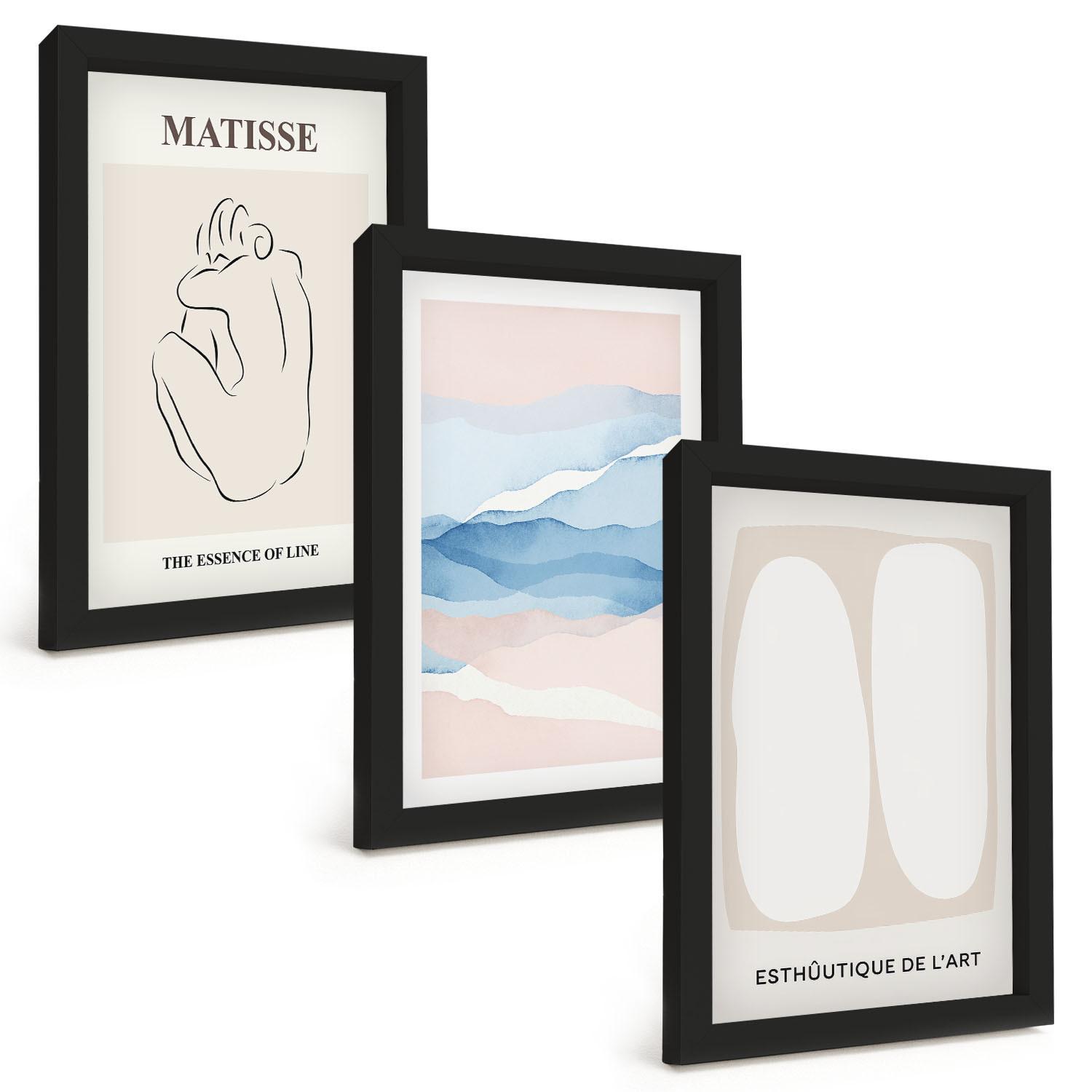 BILDER SET 3er Set - 20x30 cm Schwarzer Rahmen - Matisses abstrakte Formen - Schwarz, Kunststoff (20/30cm) - TULUP