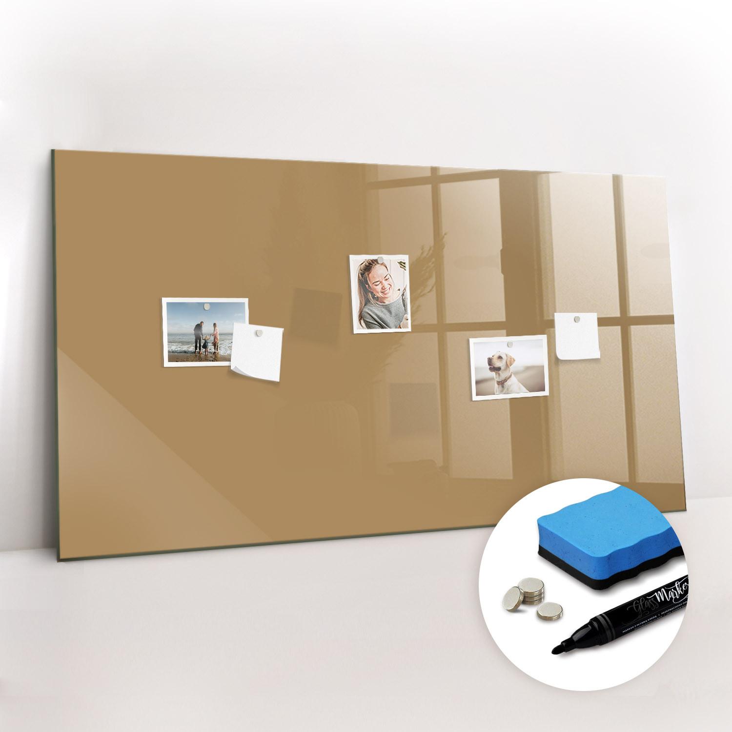 MAGNETTAFEL 120x60 Beige schwarzer Marker - Beige, Glas (120/0.4/60cm) - TULUP