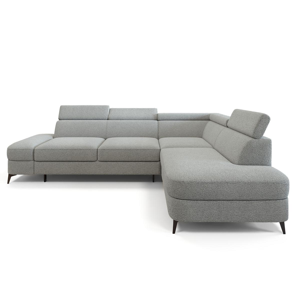 ECKSOFA AVISE Q R-S Hellgrau Boucle-Stoff mit Schlaffunktion - Hellgrau, Holzwerkstoff/Textil (268/195cm) - MASSENO