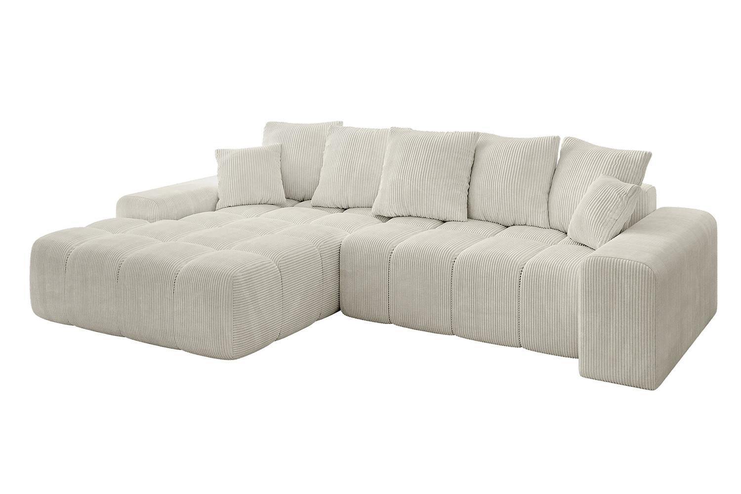 ECKSOFA Ottomane Links ENSI-L - 267x164x69 cm Creme - Ecru/Creme, Holzwerkstoff/Kunststoff (267/164cm) - ALTDECOR