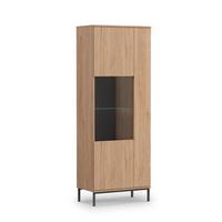 VITRINE Queba 2T Hellbraun 70/190/41 cm – Vitrinenschrank Holzoptik - Hellbraun/Schwarz, Holzwerkstoff (70/190/41cm) - AX Living