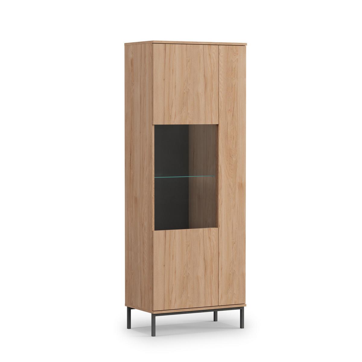 WOHNWAND Queba 2 Hikora 440/190/60 cm Stilvolles Design Modern - Hellbraun, Holzwerkstoff/Kunststoff (440/190/60cm) - AX Living