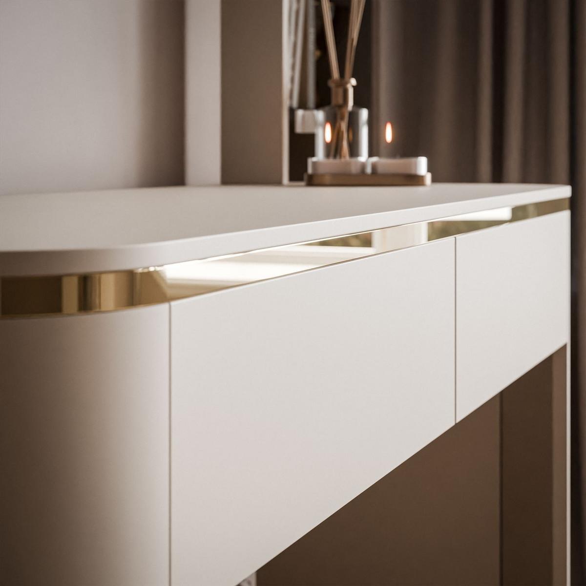 SCHMINKTISCH AVELINE mit Spiegel und LED-Beleuchtung - Kaschmir, Holzwerkstoff (110/80/40cm) - Lookway