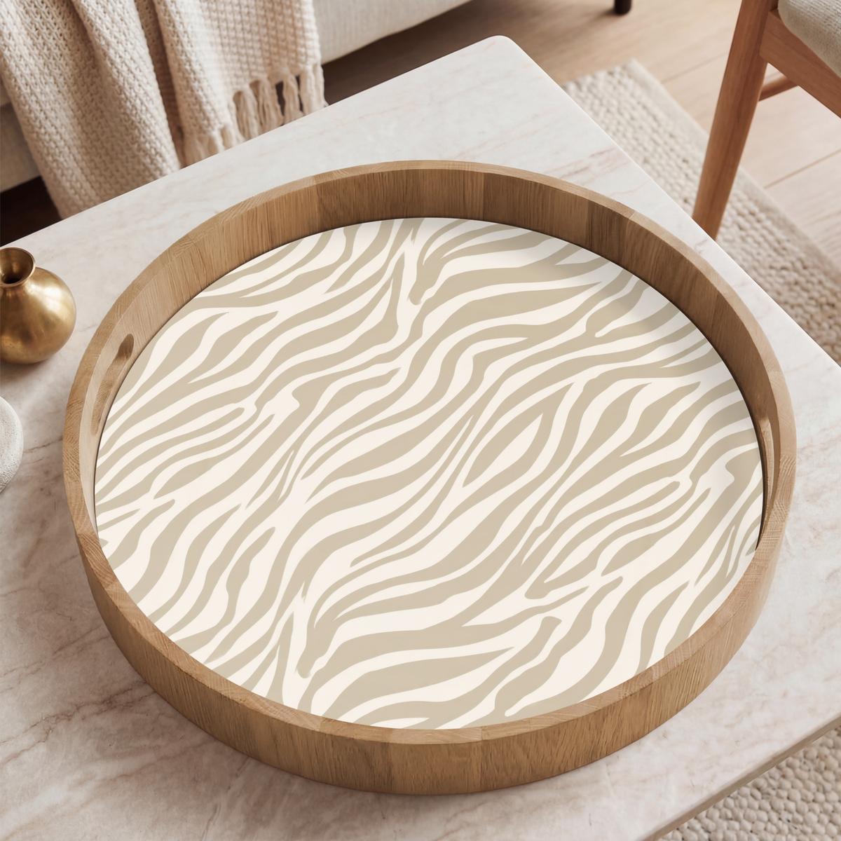 TABLETT Zebra - Muster - Beige 50x50 cm - Beige, Holz (50/5/5cm) - OnlyWow