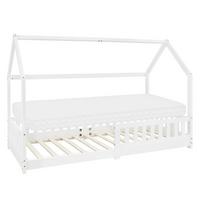 KINDERBETT mit Dach und Matratze 90x200 cm Weiß - Weiß, Holz (90/200cm) - ML-DESIGN