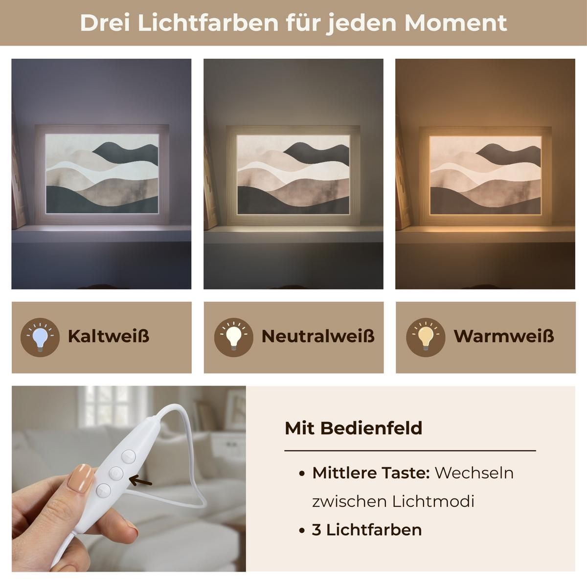 WANDLEUCHTE Abstrakt - Landschaft - Wellen - Cremefarben 20x15 cm - Graubraun, Holzwerkstoff (20/15/8cm) - OnlyWow