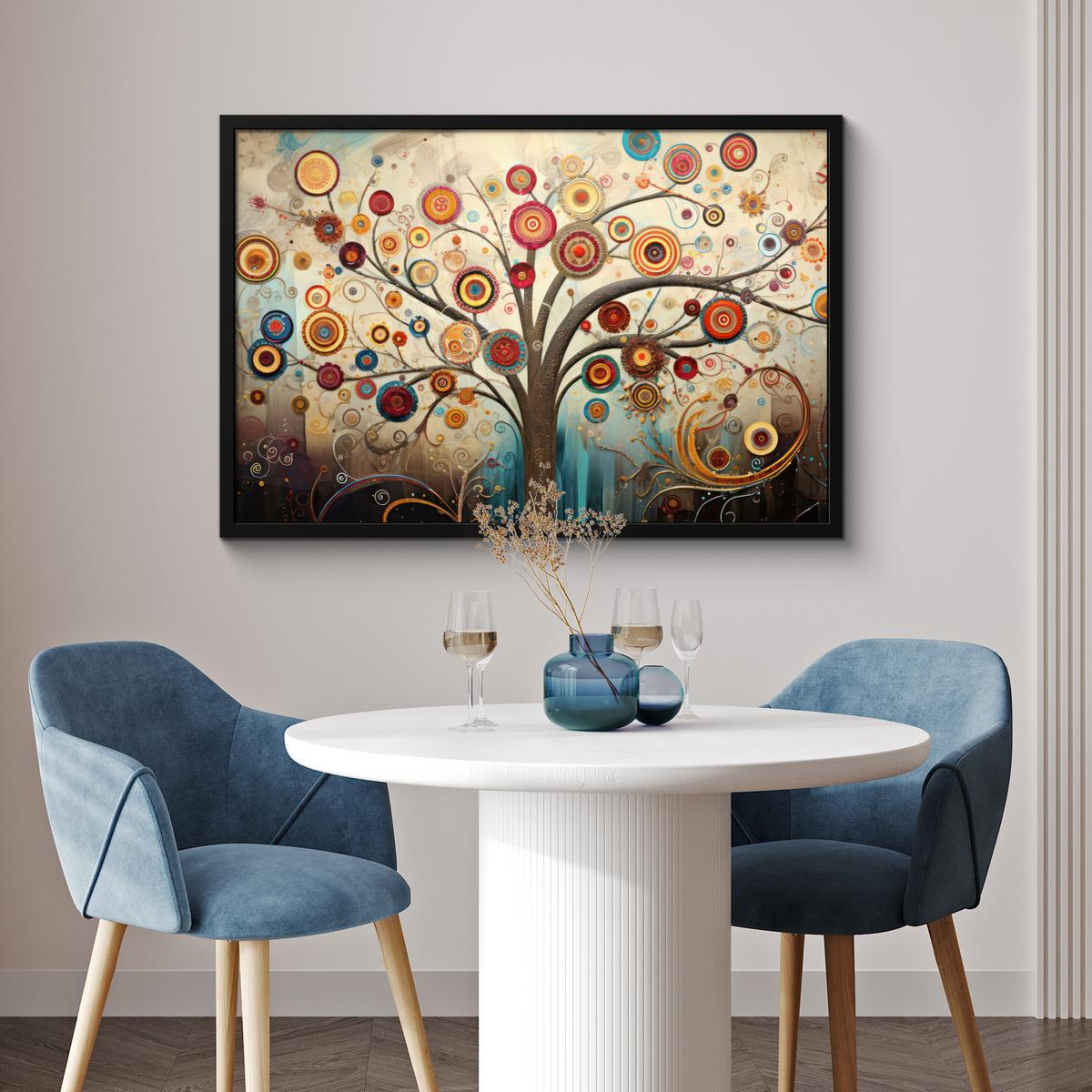 POSTER MIT RAHMENGERAHMTES BILD Baum - Baum des Lebens - Farbe 90x60 cm - Braun, Papier (90/60cm) - MuchoWow