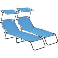 SONNENLIEGE lazy Blau - Blau, Metall (54/73/180cm) - Habitat Garten