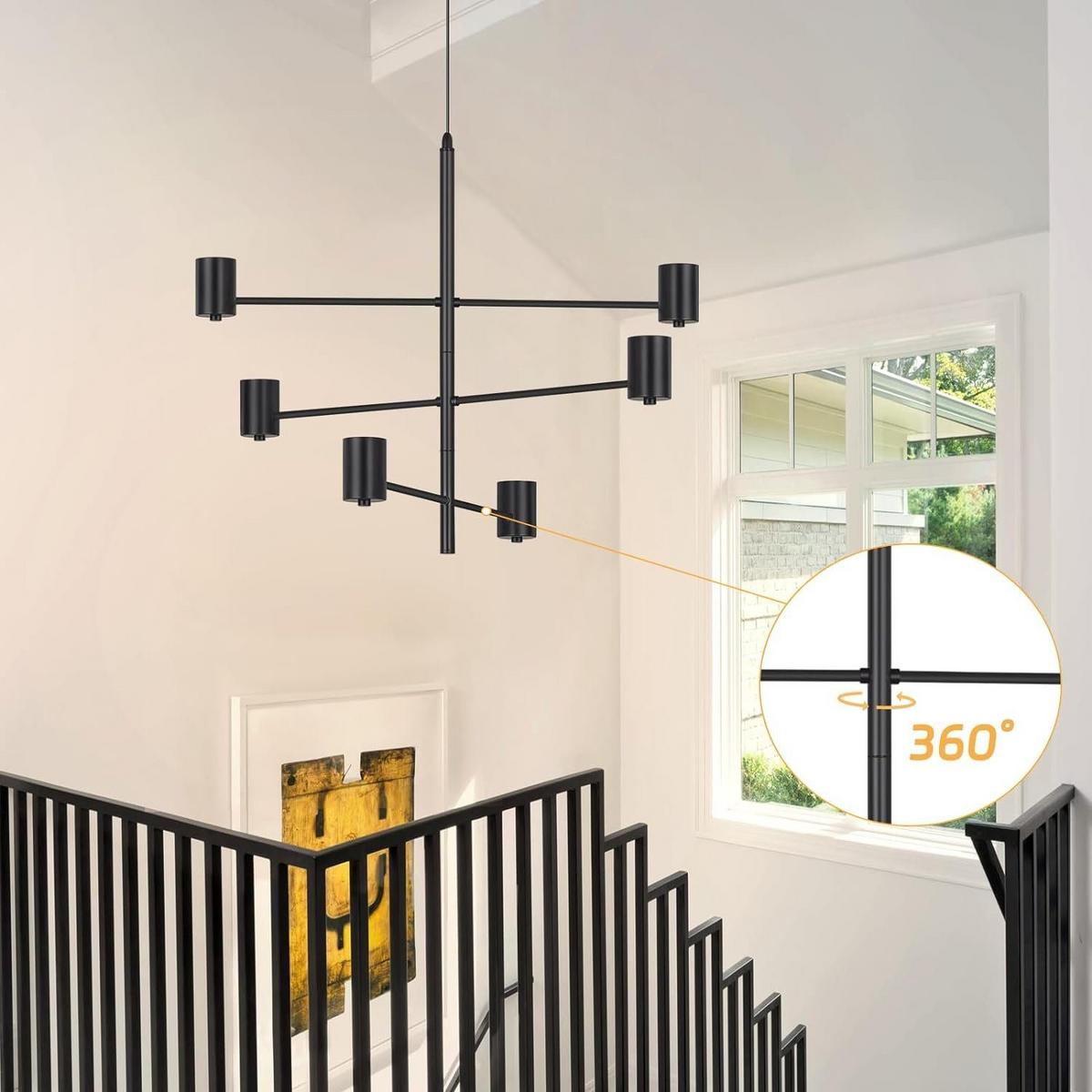 PENDELLEUCHTE Essenz 6-flammig 65/10/205 cm - Schwarz, Metall (65/10/205cm) - Nettlife