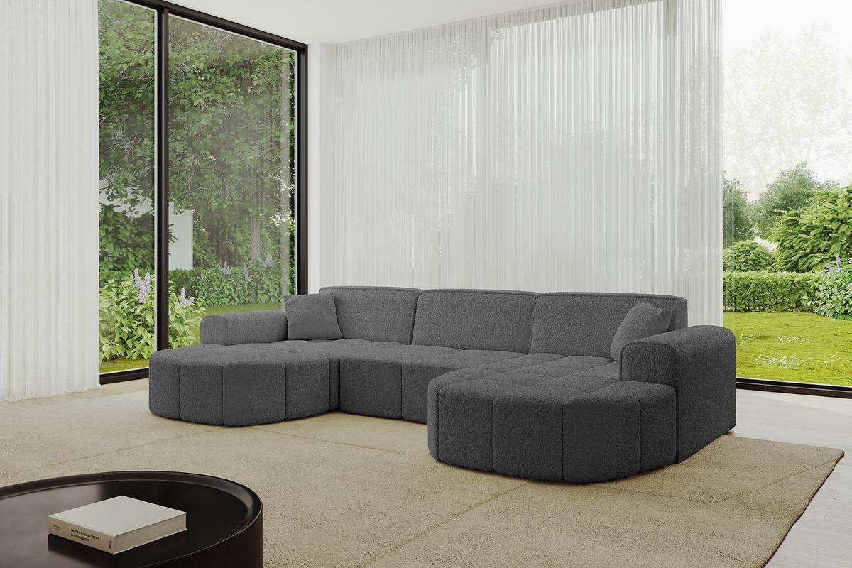 WOHNLANDSCHAFT LIVO-U1 - 315x173x79,5 cm Grau - Grau, Holzwerkstoff/Textil (315/79/173cm) - ALTDECOR