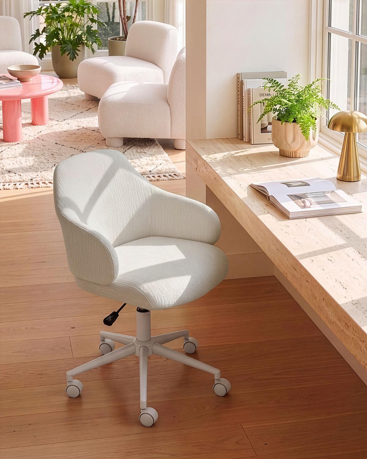 SCHREIBTISCHSTUHL Cremeweiß Rivlav - Creme, Textil/Metall (60/77/60cm) - Beliani