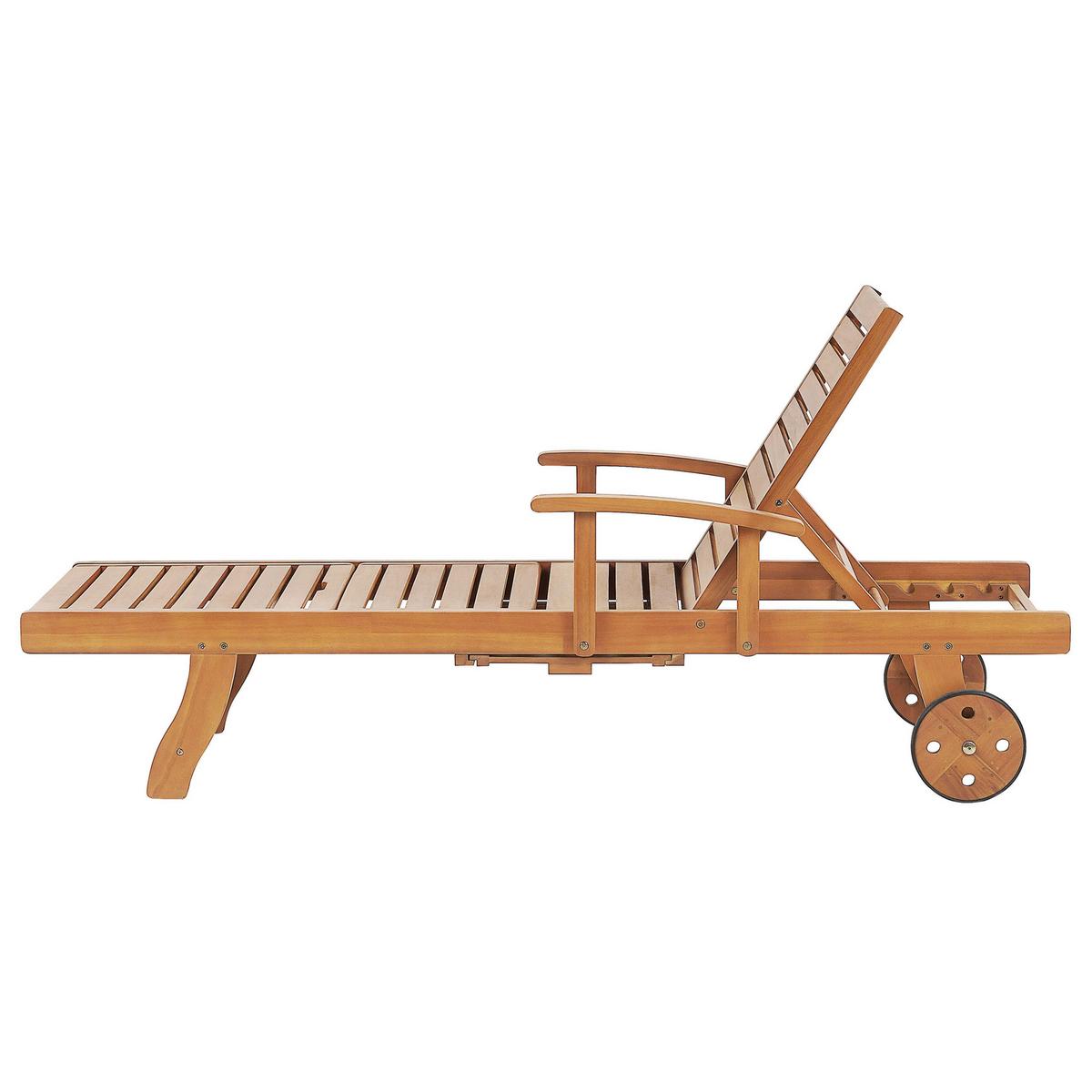 GARTENLIEGE hellbraun Java - Hellbraun, Holz (64/74/196cm) - Beliani