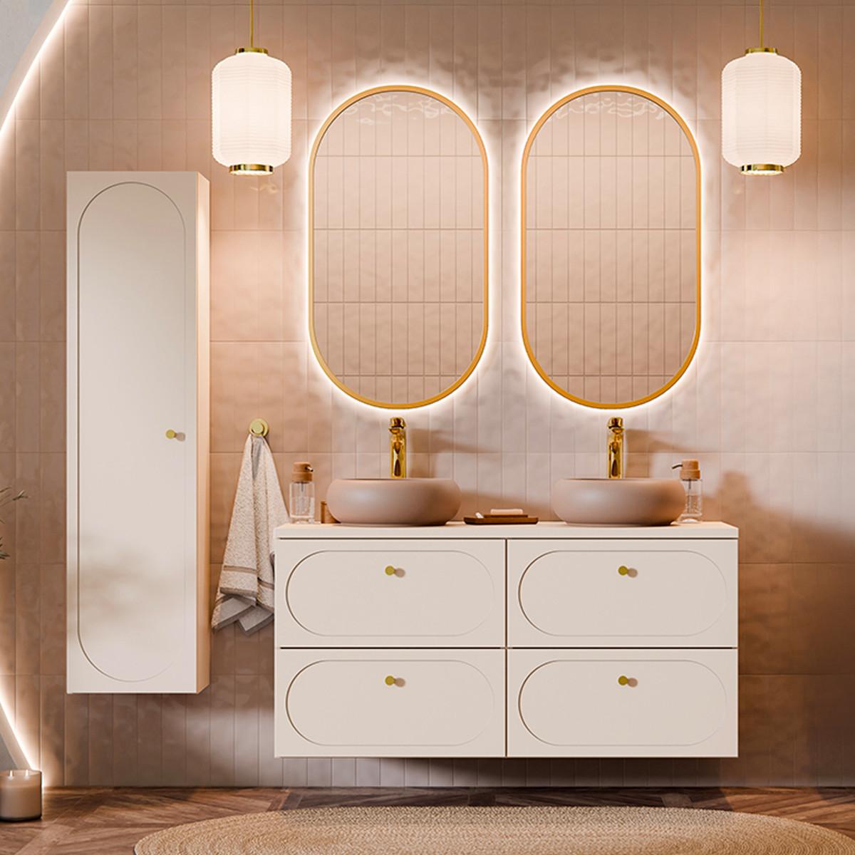 BADMÖBEL 120.6cm Sanae 2er-Set Sandbeige - Beige, Holzwerkstoff (120.6/59/46cm) - Petits-meubles