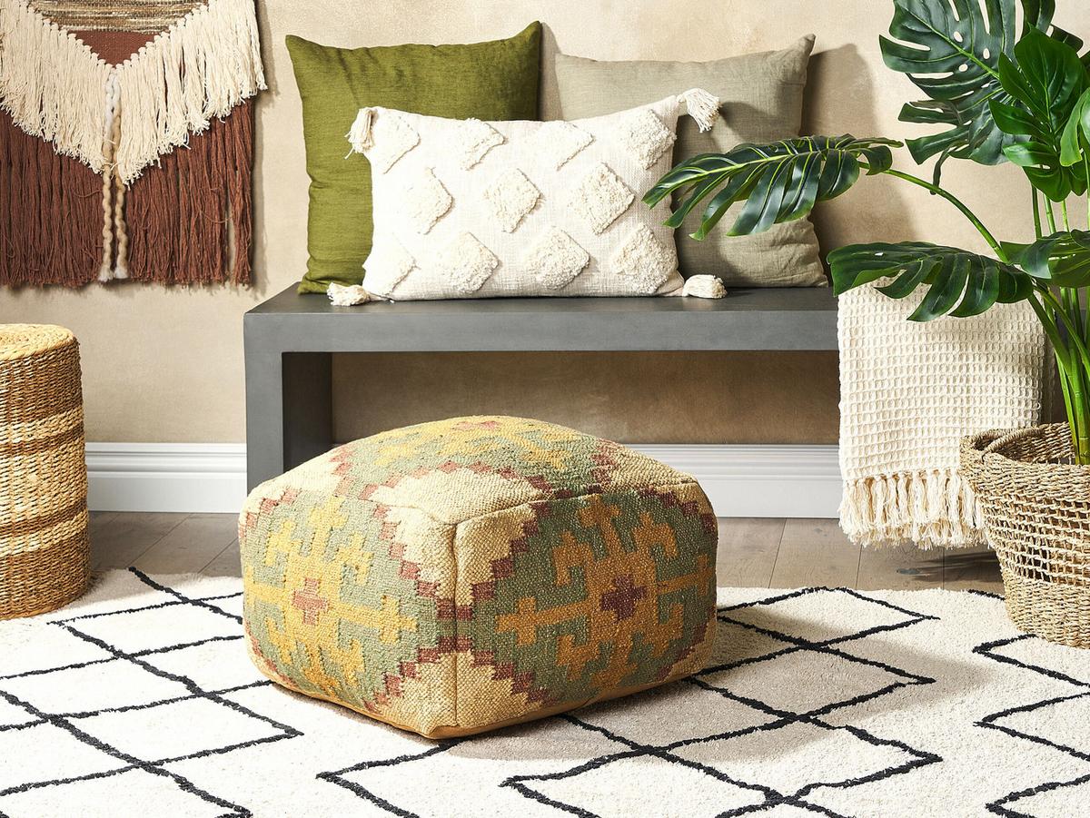 POUF Saron 50/50/30 cm - Grün, Naturmaterialien (50/30/50cm) - Beliani