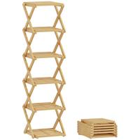 SCHUHREGAL klappbar Schuhständer mit 6 Ebenen aus Bambus für max. 9 Paar Schuhe - Naturfarben, Naturmaterialien (30/108/29cm) - HOMCOM