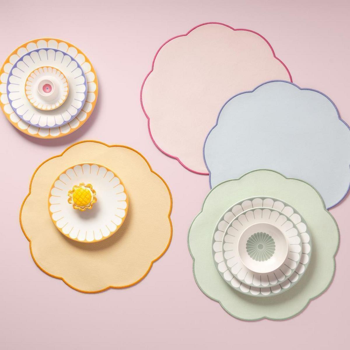 PLATZSETS Fleur Accessoires blau ø 40 cm 6er Set - Blau, Textil (40cm) - Villeroy & Boch
