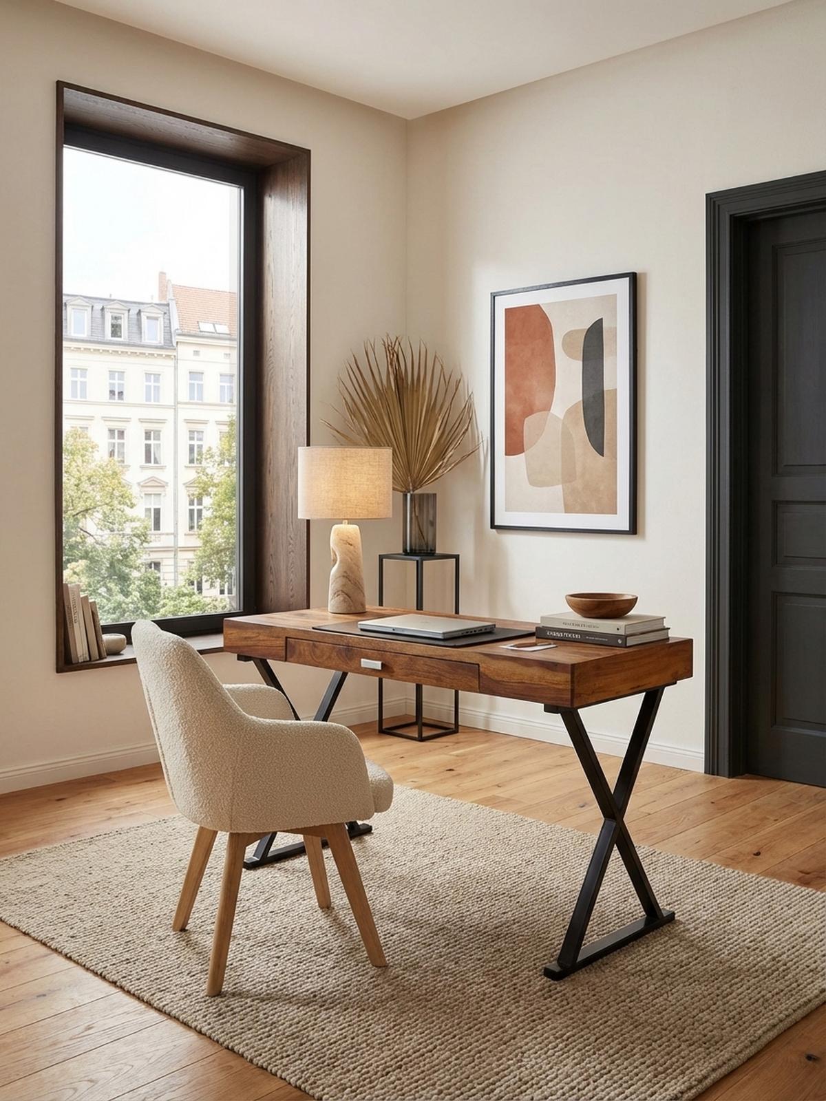 SCHREIBTISCH Massivholz X-Gestell Schublade, Schwarz 120x55x78 cm - Schwarz, Holz/Metall (55/120/78cm) - KADIMA DESIGN