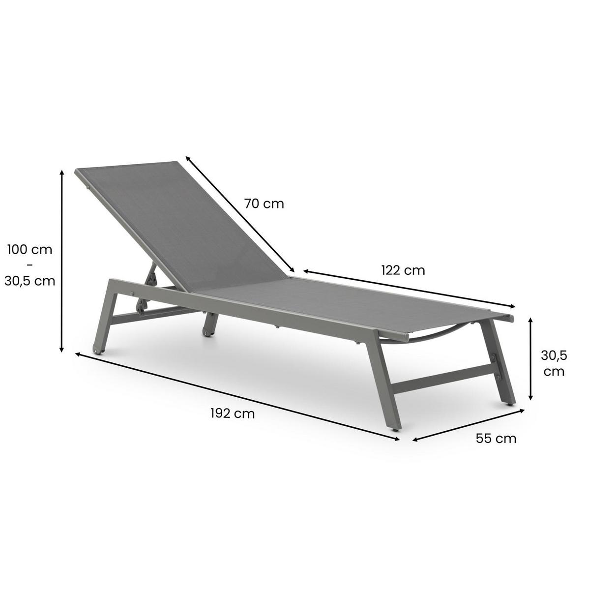 GARTENLIEGE ESPIRITU - Grau, Textil/Metall (192/31/55cm) - IDIMEX