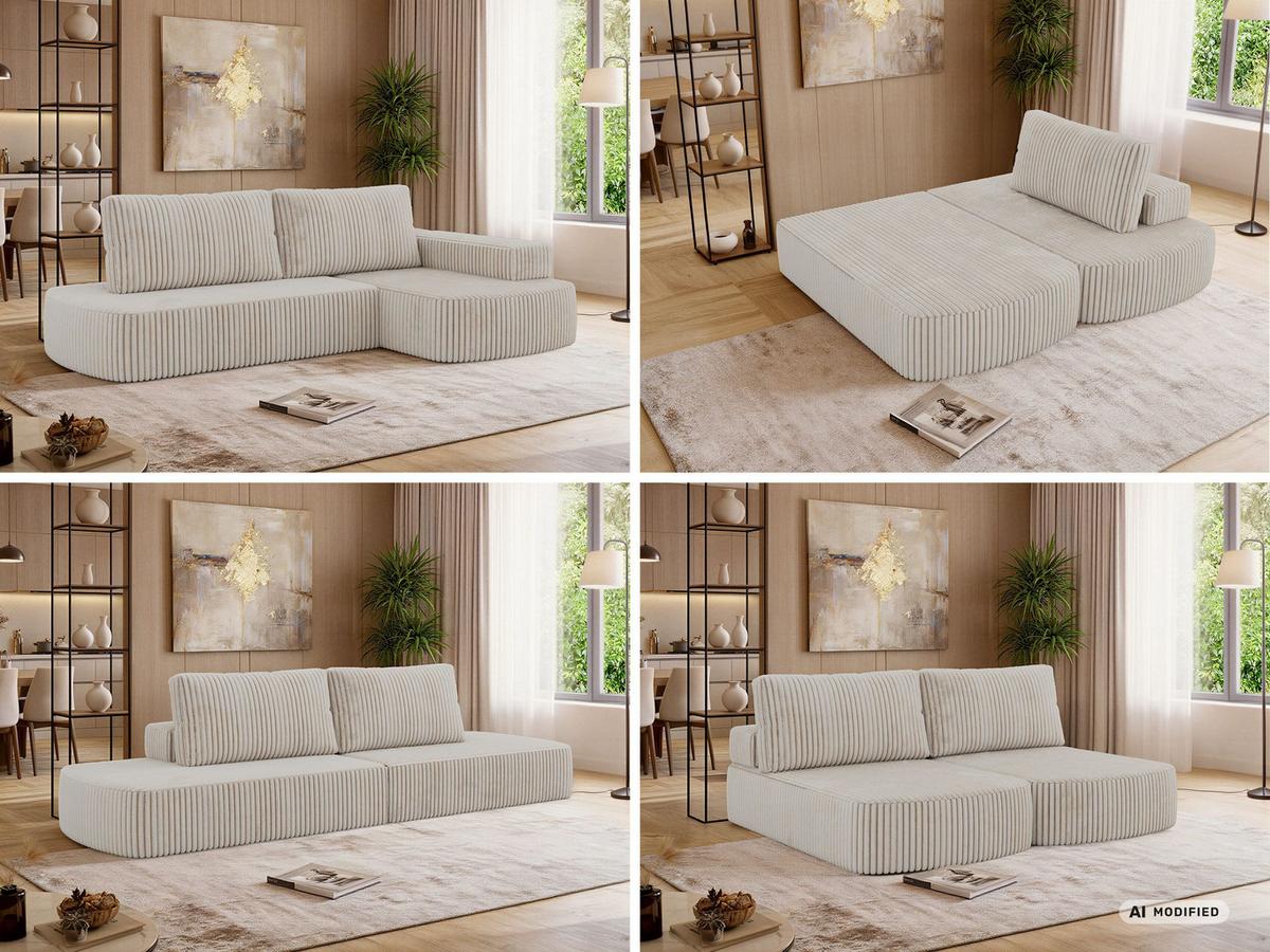 ECKSOFA LIRENA L Cord Beige - Rechts - Beige, Textil (260/160cm) - MKS