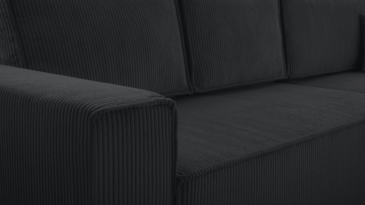 ECKSOFA L Form Cedria Dunkelgrau 287/145/85 cm mit Schlaffunktion - Dunkelgrau/Schwarz, Kunststoff/Textil (287/145cm) - AX Living