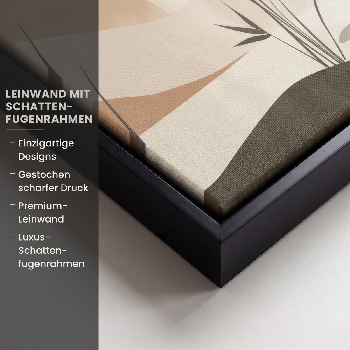 LEINWAND Bilder mit Rahmen - Japandi - Landschaft - Beige - 40x30 - Cognac, Textil (40/30cm) - MuchoWow