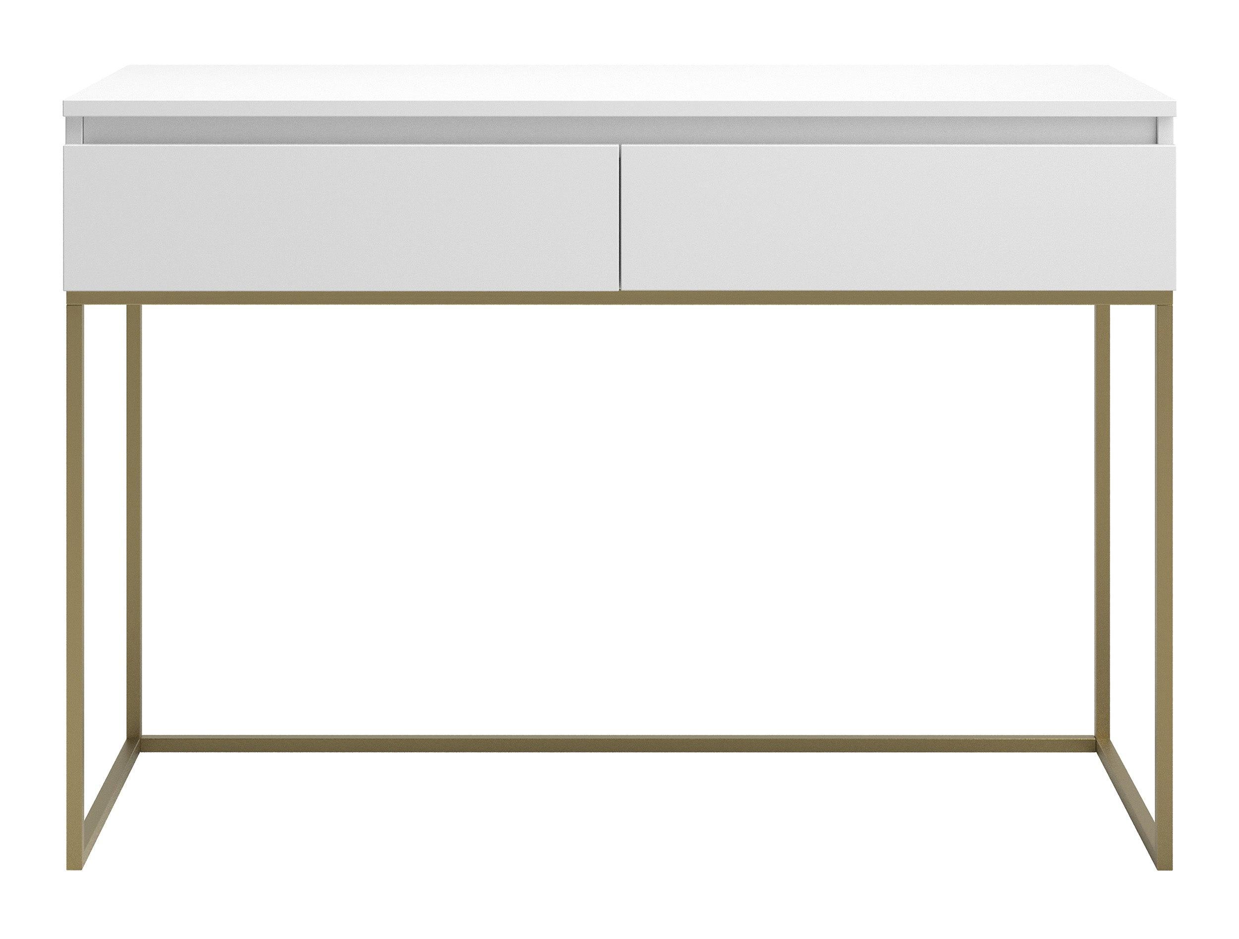 SCHMINKTISCH Bemmi Weiß mit goldenen Metallbeinen - Goldfarben/Weiß, Holzwerkstoff/Metall (120/80/50cm) - Selsey