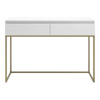 SCHMINKTISCH Bemmi Weiß mit goldenen Metallbeinen - Goldfarben/Weiß, Holzwerkstoff/Metall (120/80/50cm) - Selsey