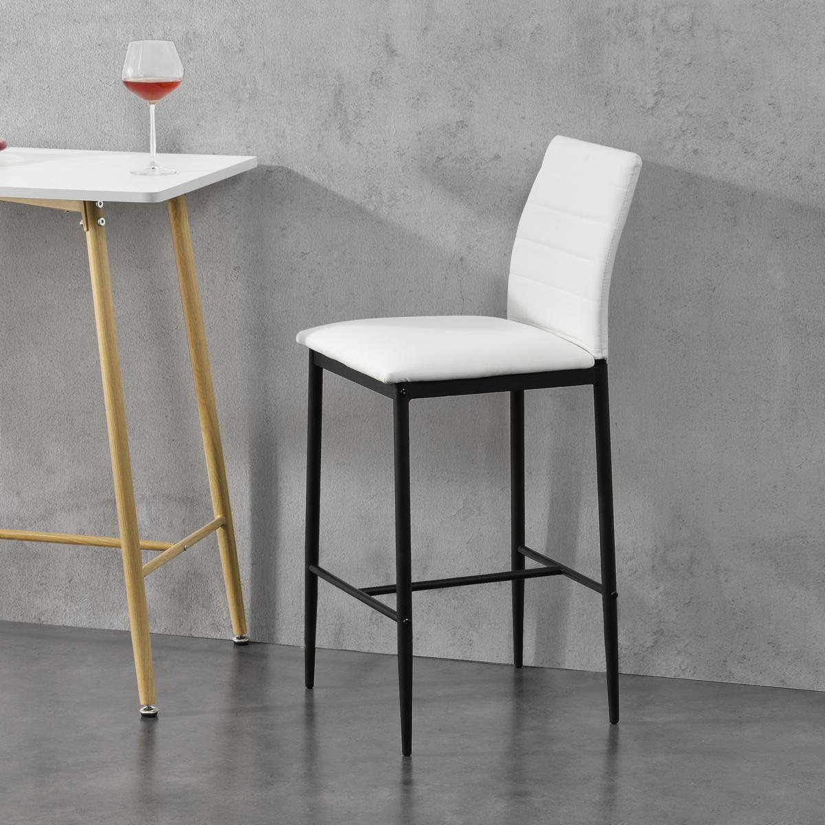 BARSTUHL Lidköping 2er-Set - Weiß, Leder (43/96/47cm) - [en.casa]