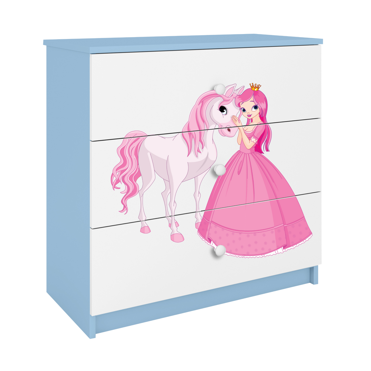 KOMMODE Babydreams Prinzessin Pferd 81/81/41 - Blau, Holzwerkstoff (81/81/41cm) - RAUMHIRSCH FURNITURE