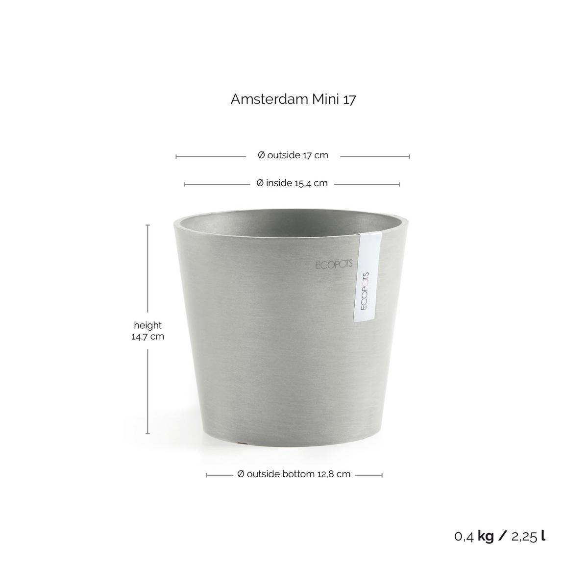 BLUMENTOPF Amsterdam 17/14,7 cm Hellgrau - Hellgrau, Kunststoff (17/14.7cm) - Ecopots
