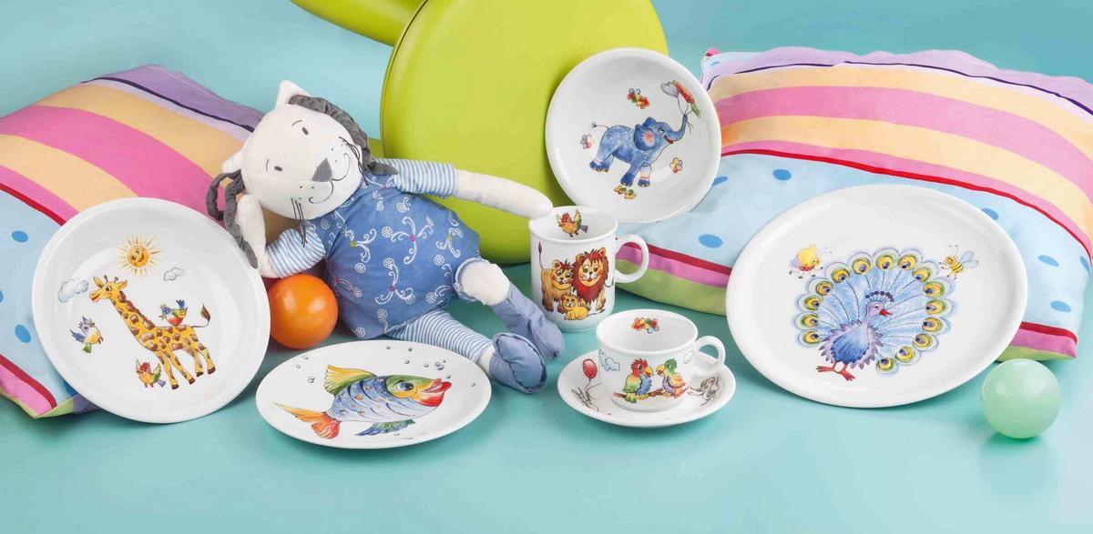 KINDERGESCHIRR SET Compact Bunte Tierwelt bunt 5-tlg. - Multicolor, Keramik (2/2/2cm) - Seltmann Weiden