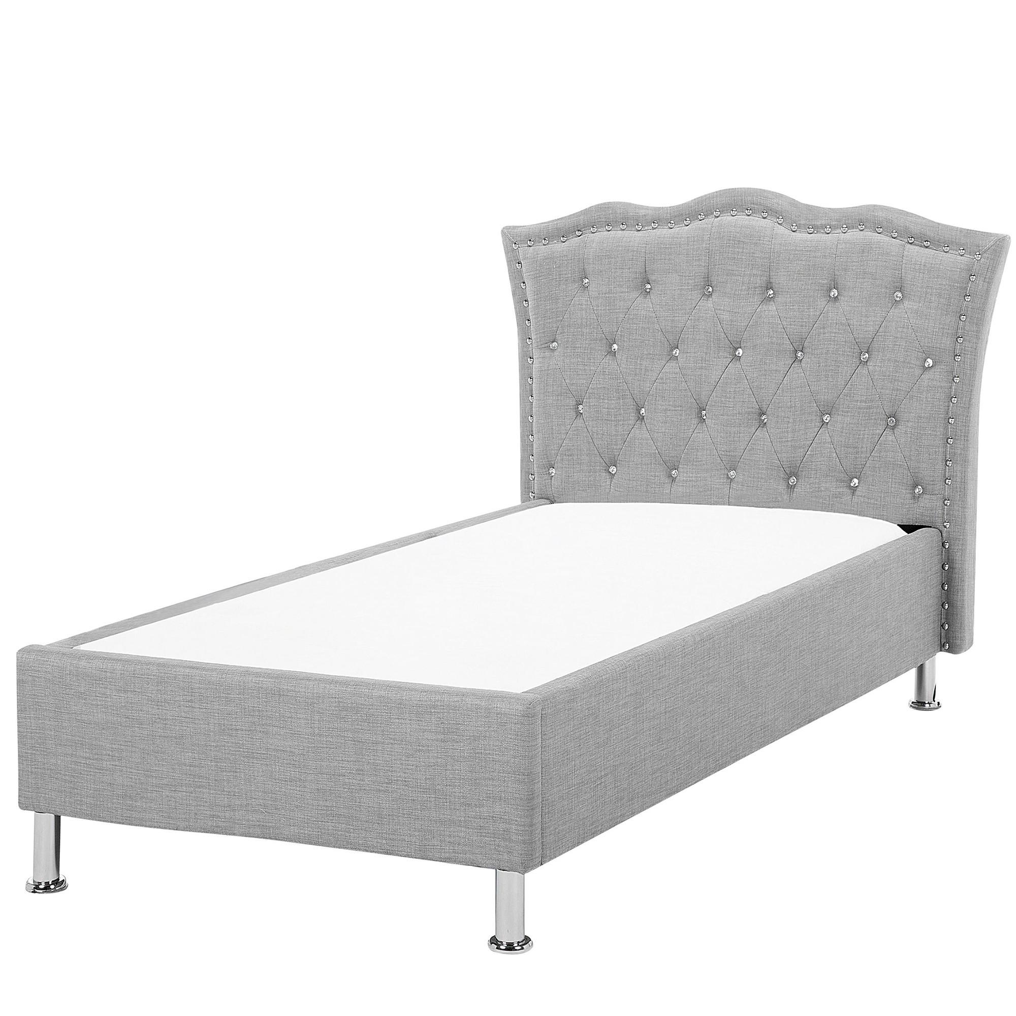 POLSTERBETT 90/200cm Hellgrau Metz - Hellgrau, Textil (90/200cm) - Beliani