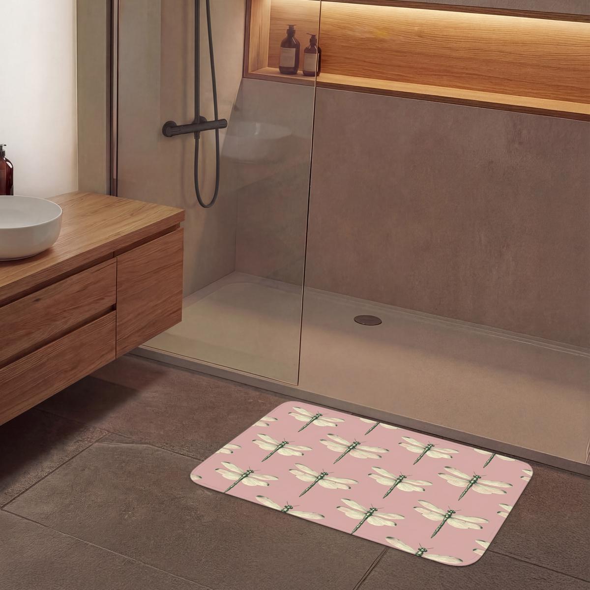 BADEMATTE Lillibells - Muster - Rosa 90x60 cm - Rosa, Textil (90/60cm) - OnlyWow